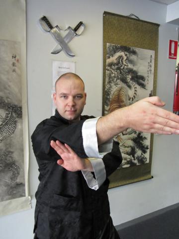 Sifu Jason Woodward demonstrating a Wing Chun hand position