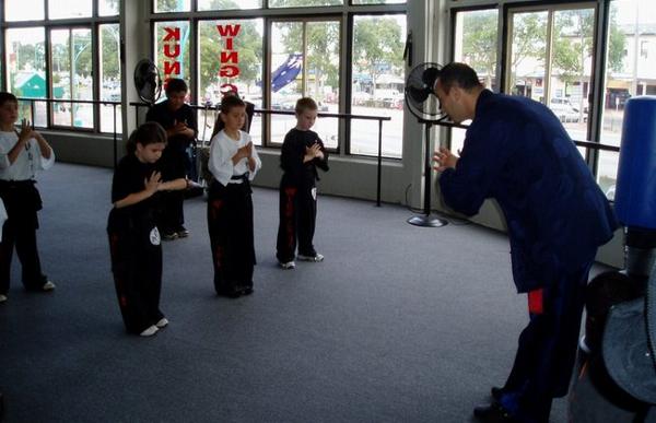Children taking part in a supervised Wing Chun class