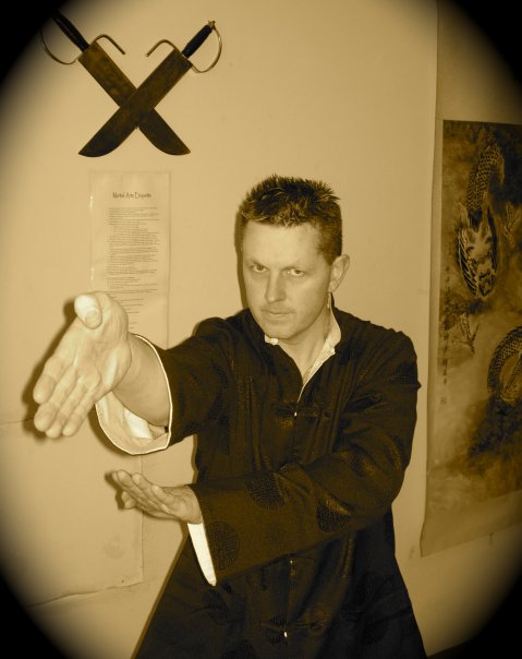 Mark Blackwell demonstrating a Wing Chun hand position