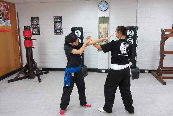Women practising a Wing Chun partner exercise